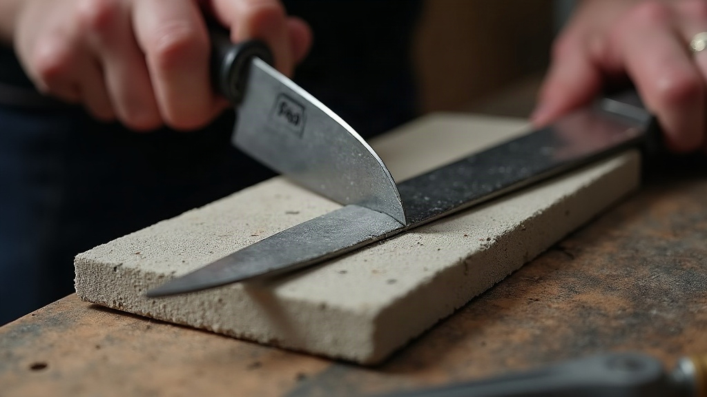 Coarse sharpening stone for knife reprofiling